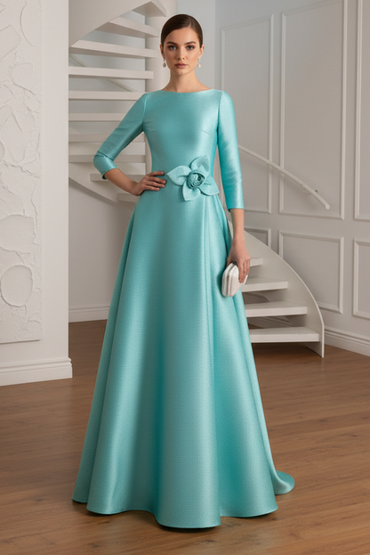 Scoop Long Sleeves A-Line Mother of Bride Dress