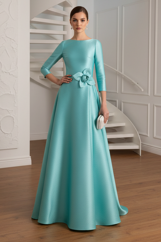 Scoop Long Sleeves A-Line Mother of Bride Dress