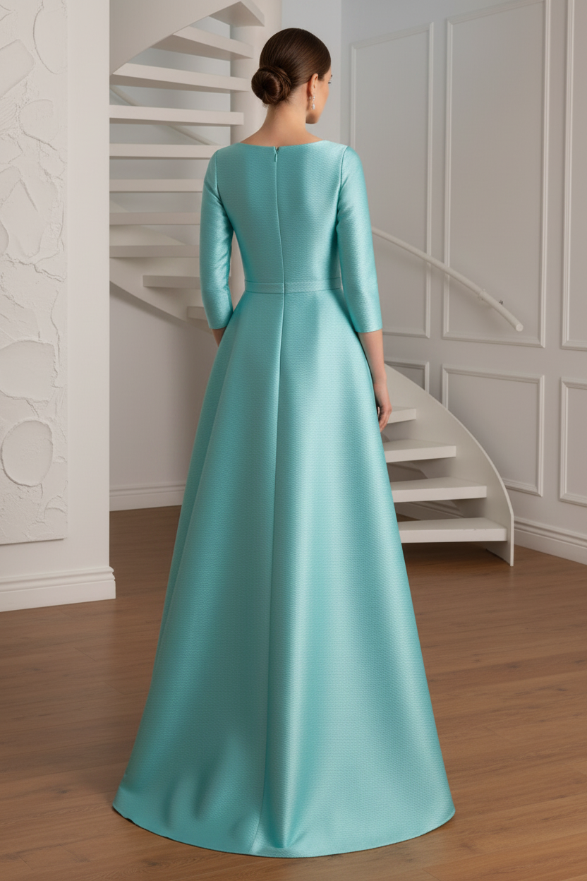 Scoop Long Sleeves A-Line Mother of Bride Dress