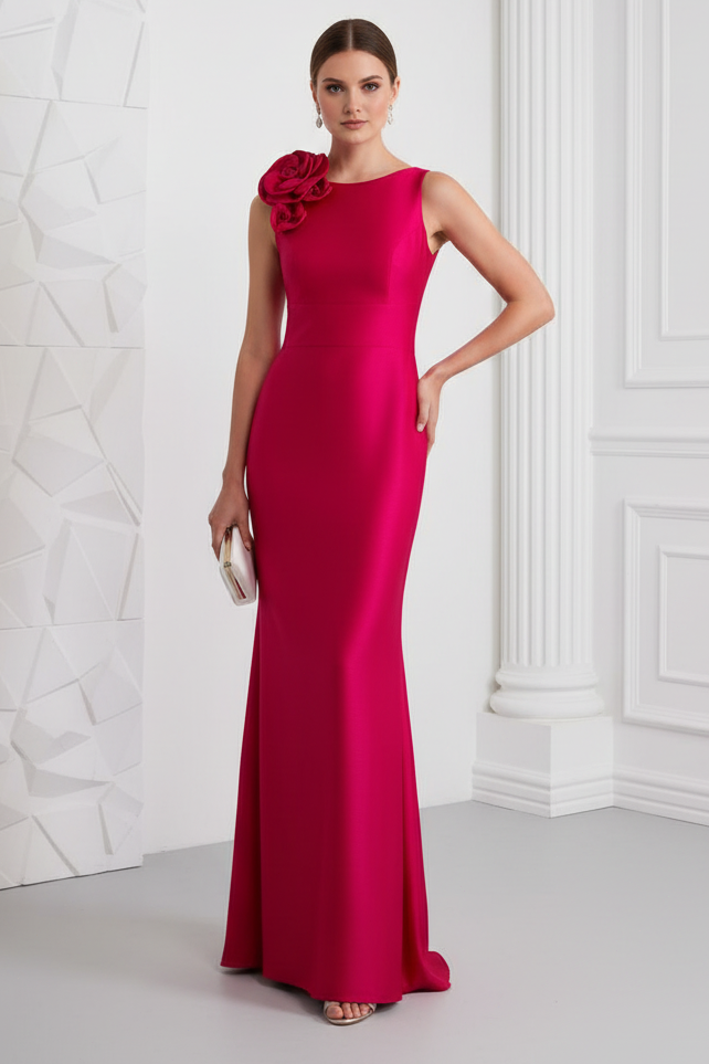 Scoop  Sleeveless Satin Mermaid Evening Dress