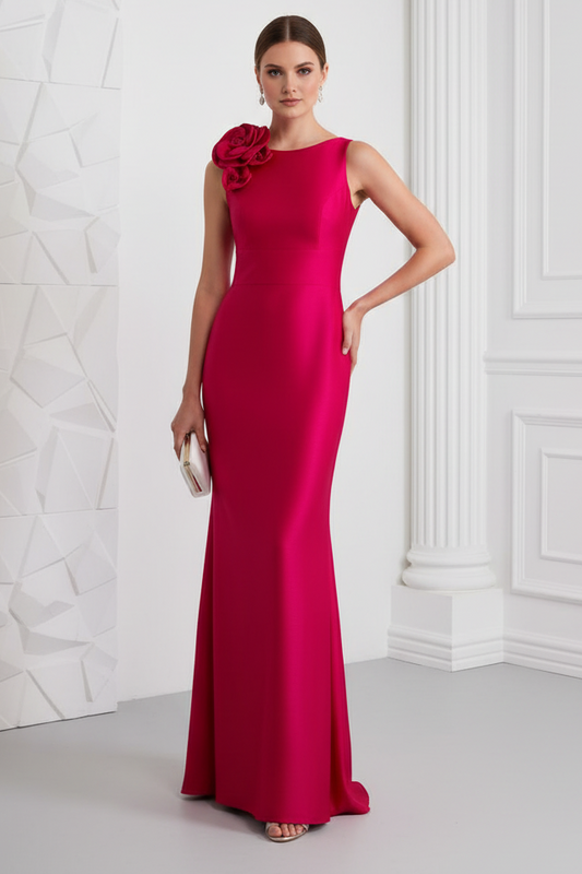 Scoop  Sleeveless Satin Mermaid Evening Dress