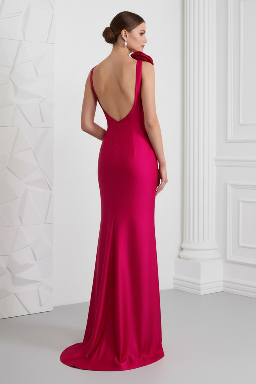 Scoop  Sleeveless Satin Mermaid Evening Dress
