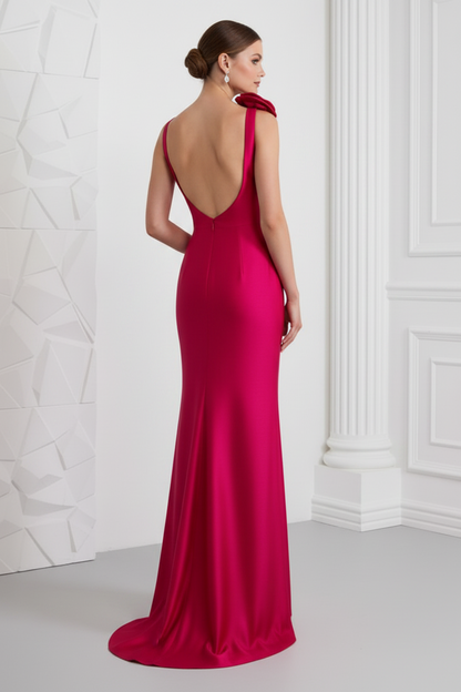 Scoop  Sleeveless Satin Mermaid Evening Dress