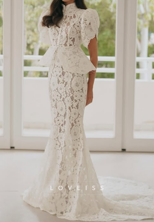 Two Pieces Appliques Lace Mermaid Wedding Dress