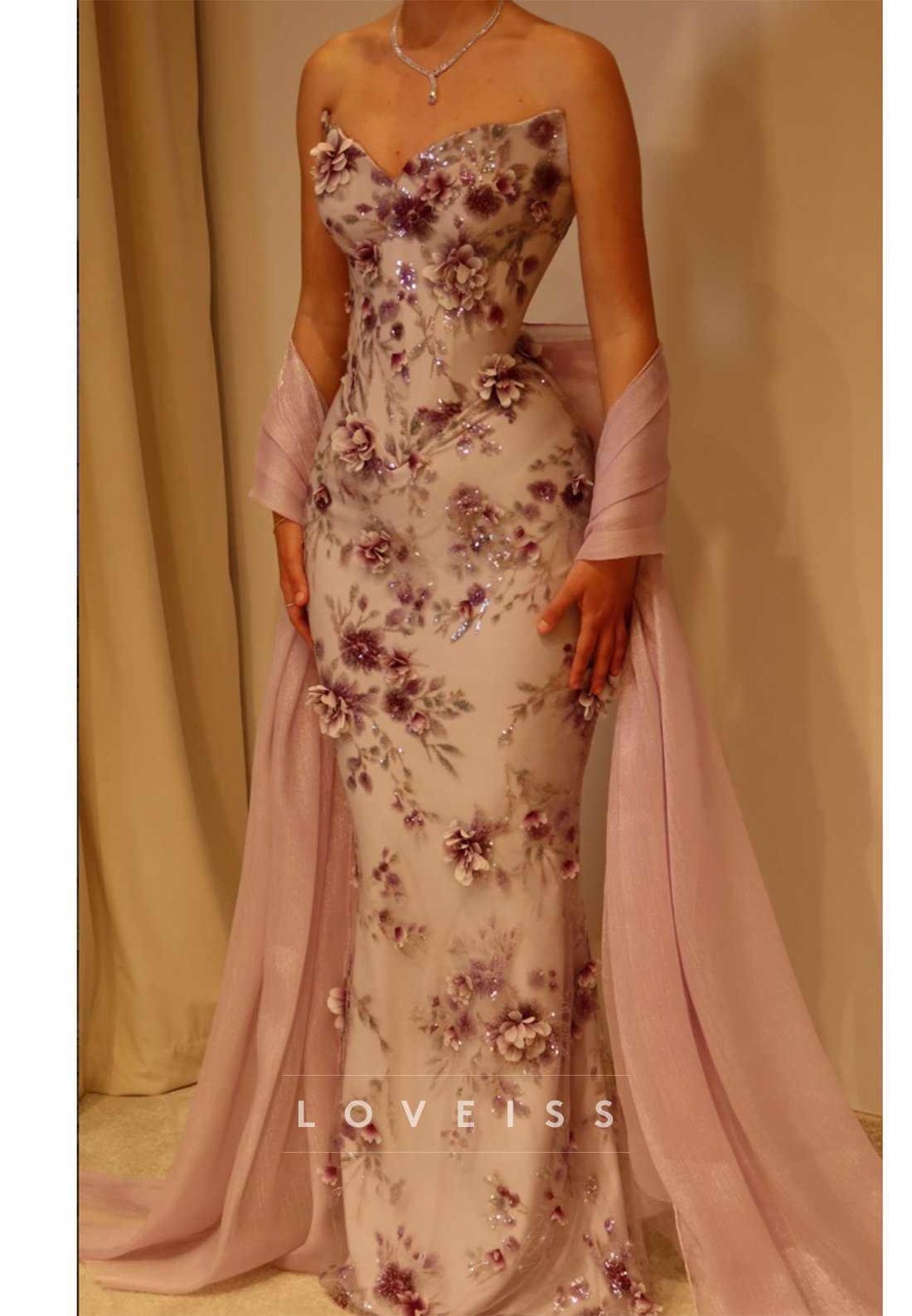 V-Neck Appliques Mermaid Prom Dress