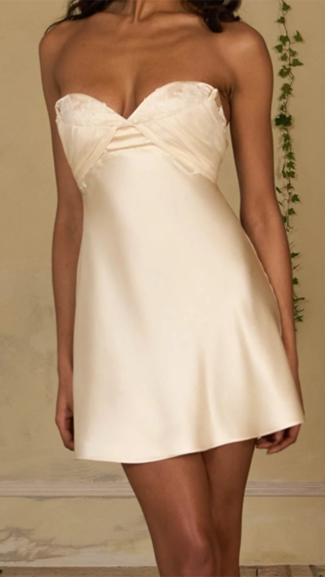 Satin Mini Dress with Draped Chiffon Cape
