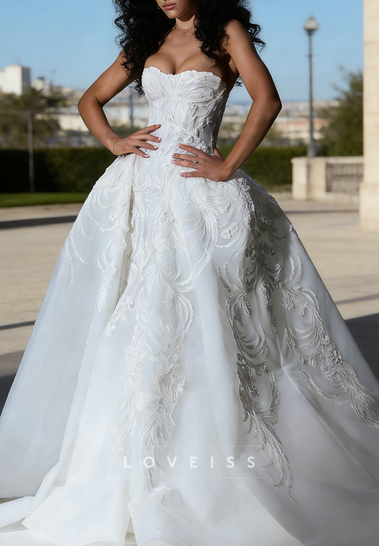 Sweetheart Sleeveless Appliques Mermaid Wedding Dress