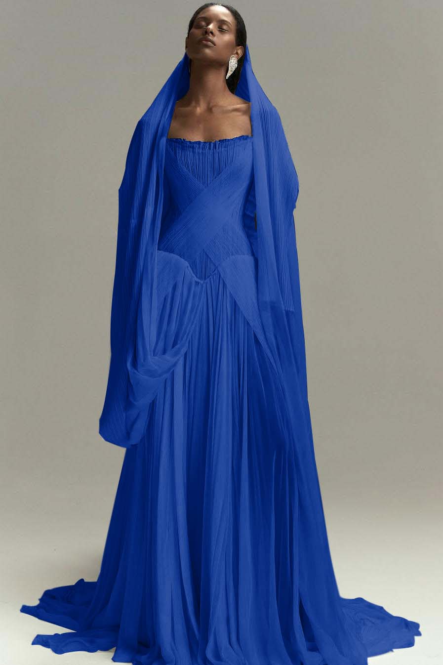 Lussooy Purple Simple Split Mermaid Strapless Prom Dress