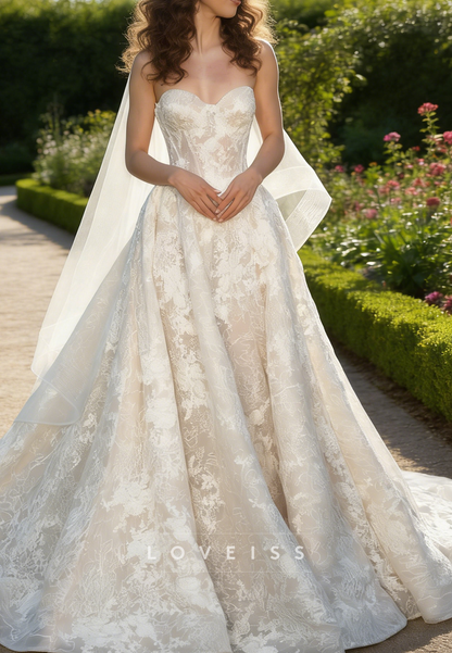 Sweetheart Sleeveless Appliques A-Line Wedding Dress