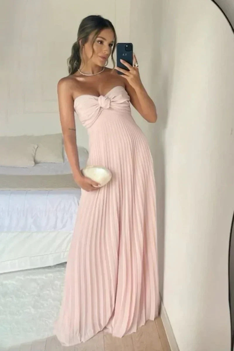 Elegant A Line Sweetheart Pink Long Prom Dress with Ruffles