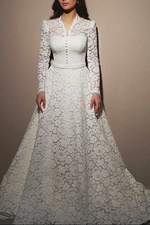 Vintage Lace Wedding Dresses Long Sleeves