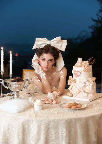 Off-Shoulder Long Sleeves Appliques Short Wedding Dress