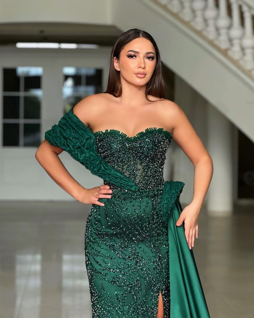 Charming Stain One-Shoulder Long Mermaid Prom Dress With Split