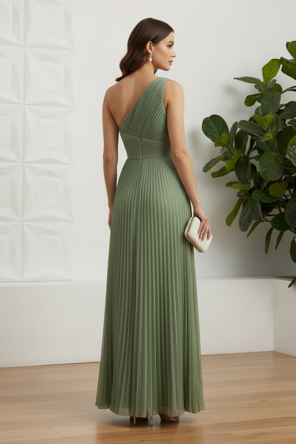 One-Shoulder Sleeveless Floor-Length Chiffon Mother Of The Bride Dresses