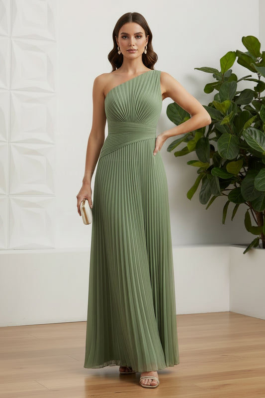 One-Shoulder Sleeveless Floor-Length Chiffon Mother Of The Bride Dresses