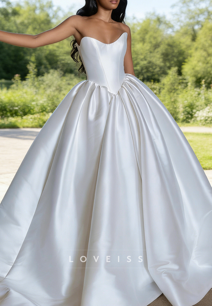 Sweetheart Strapless Satin A-Line Wedding Dress