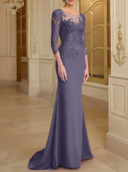 Trumpet/Mermaid Scoop Long Sleeves Mother of the Bride Dresses With Lace