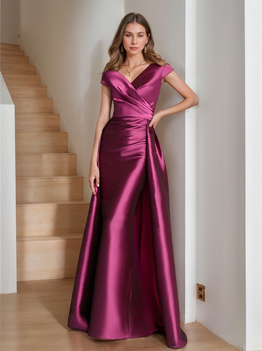 Sheath/Column V-Neck Sleeveless Satin Mother Of The Bride Dresses