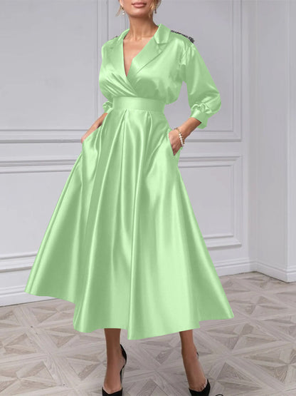 A-Line/Princess V-Neck 3/4 Sleeves Mother Of The Bride Dresses With Beading