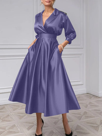 A-Line/Princess V-Neck 3/4 Sleeves Mother Of The Bride Dresses With Beading