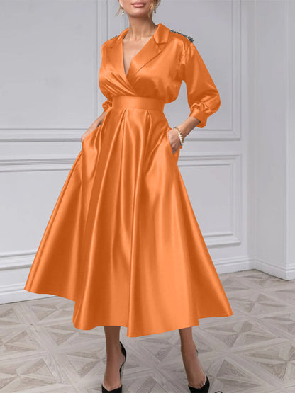 A-Line/Princess V-Neck 3/4 Sleeves Mother Of The Bride Dresses With Beading