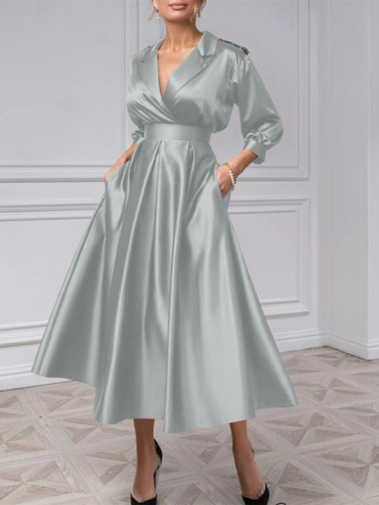 A-Line/Princess V-Neck 3/4 Sleeves Mother Of The Bride Dresses With Beading