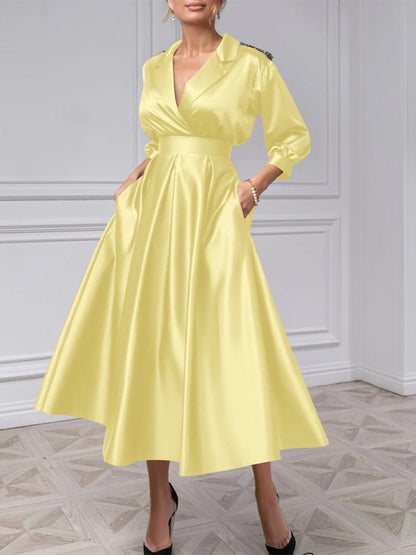 A-Line/Princess V-Neck 3/4 Sleeves Mother Of The Bride Dresses With Beading