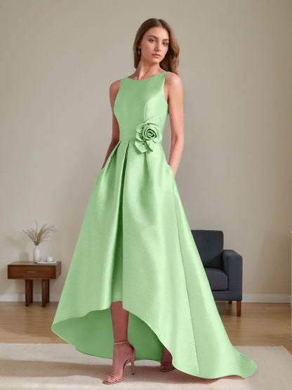A-Line/Princess Scoop Sleeveless Asymmetrical Mother of the Bride & Groom Dresses with Flowers