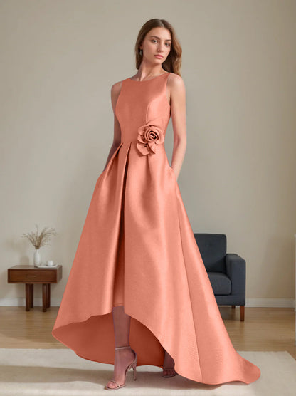 A-Line/Princess Scoop Sleeveless Asymmetrical Mother of the Bride & Groom Dresses with Flowers