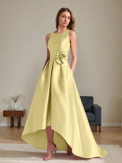 A-Line/Princess Scoop Sleeveless Asymmetrical Mother of the Bride & Groom Dresses with Flowers