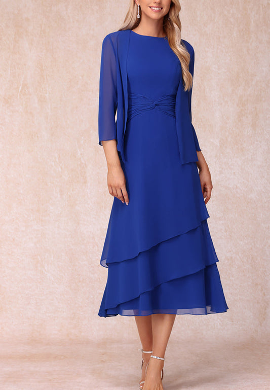 Scoop Sleeveless Chiffon A-Line Mother of Bride Dress Cocktailm Dress