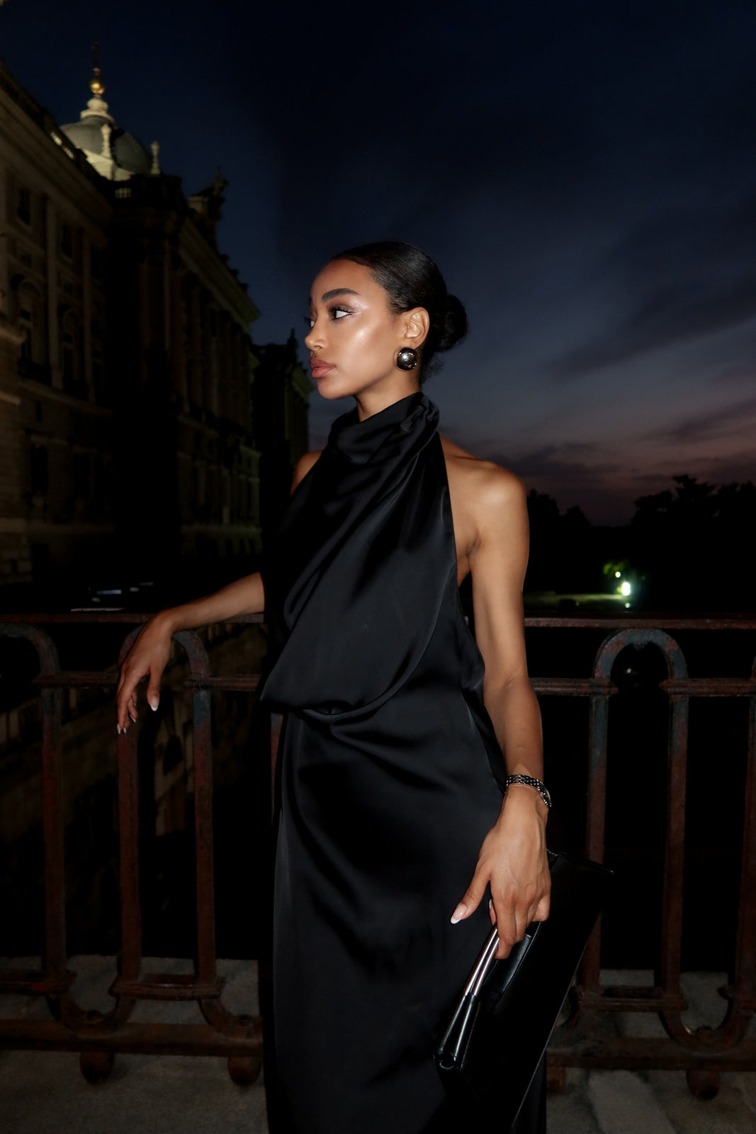 Halter Sleeveless Mermaid Black Evening Dress