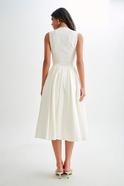 Sleeveless Midi Dress - White