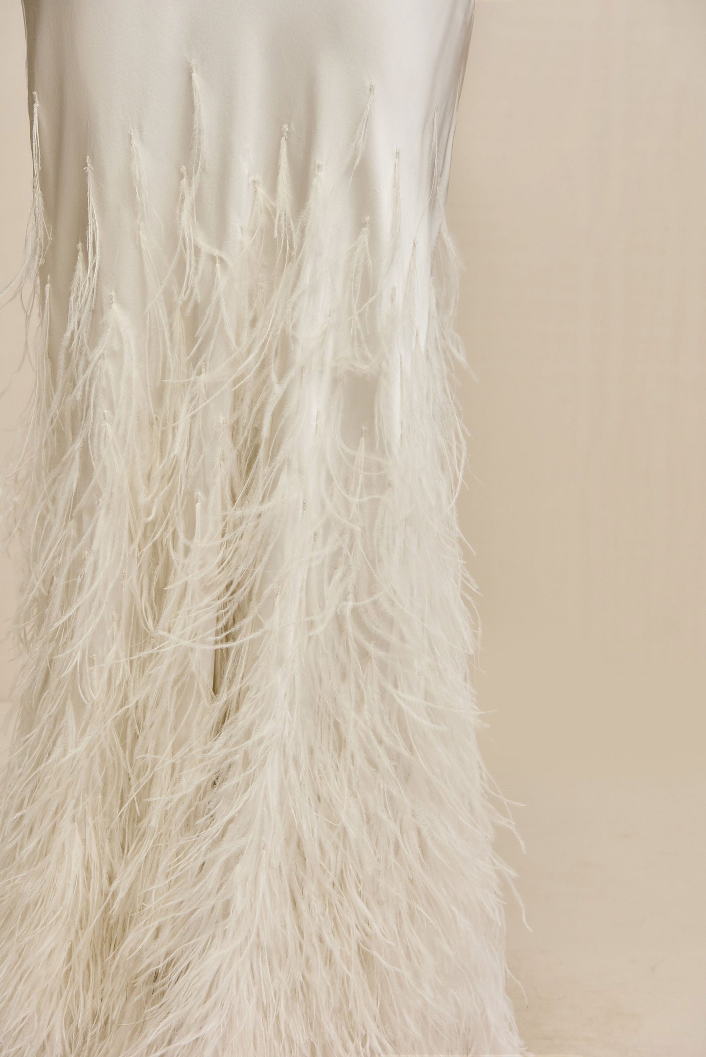 V-Neck Spaghetti Straps Feathered Mermaid Wedding Dress