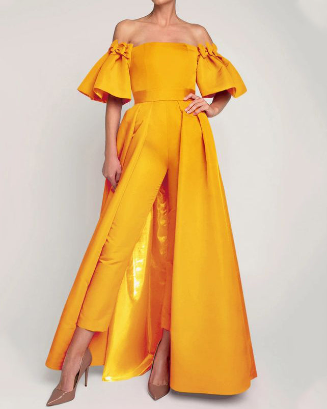 Big swing ruffled tube top jumpsuit - 01