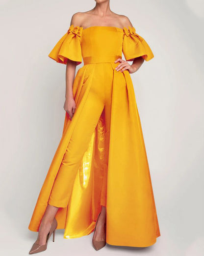 Big swing ruffled tube top jumpsuit - 01