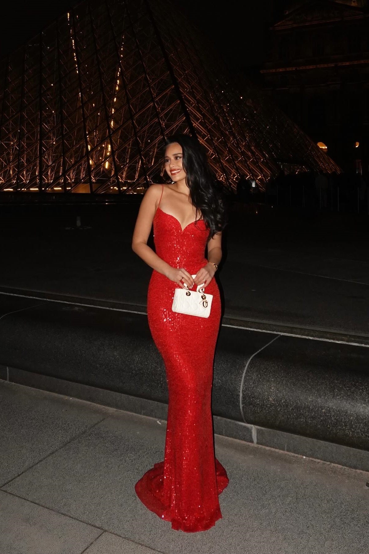 Sparkly Mermaid Spaghetti Straps Red Sequins Long Prom Dress