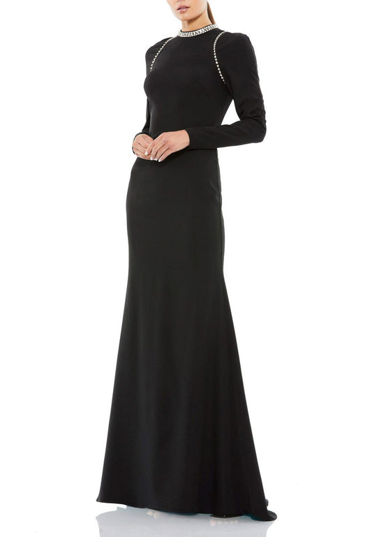 High Neck Long Sleeves Beaded Mermaid Mother of Bride Dress