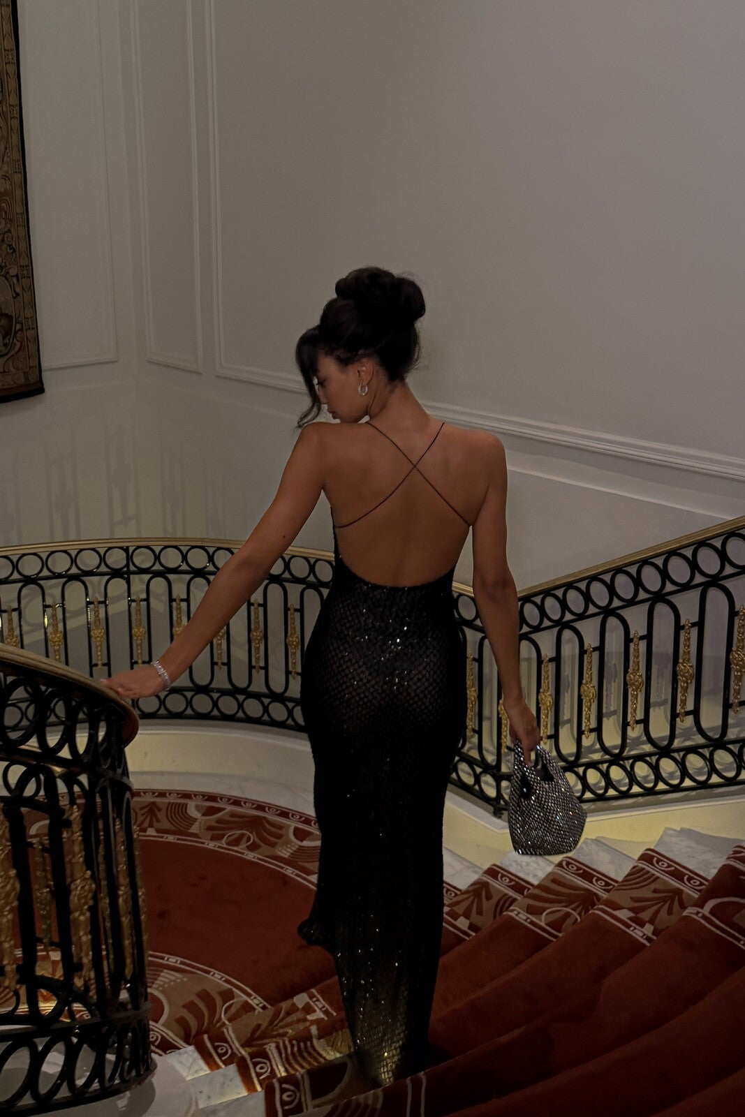 Scoop Sparkly Spaghetti Straps Mermaid Evening Dress