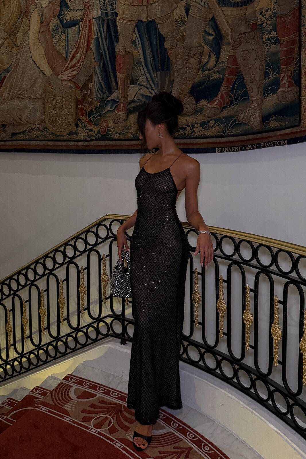 Scoop Sparkly Spaghetti Straps Mermaid Evening Dress