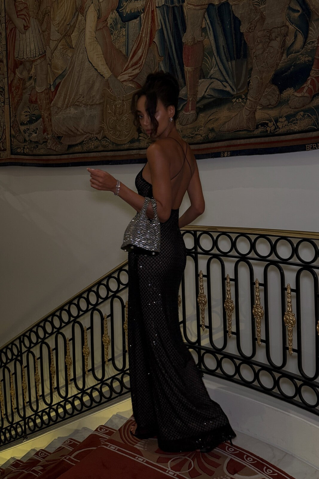 Scoop Sparkly Spaghetti Straps Mermaid Evening Dress