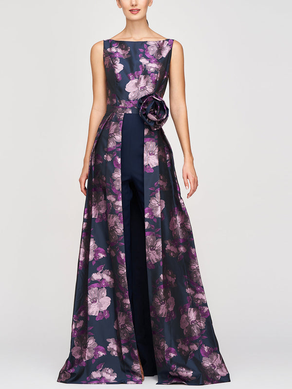 Crew Neck Sleeveless Printed Jumpsuit