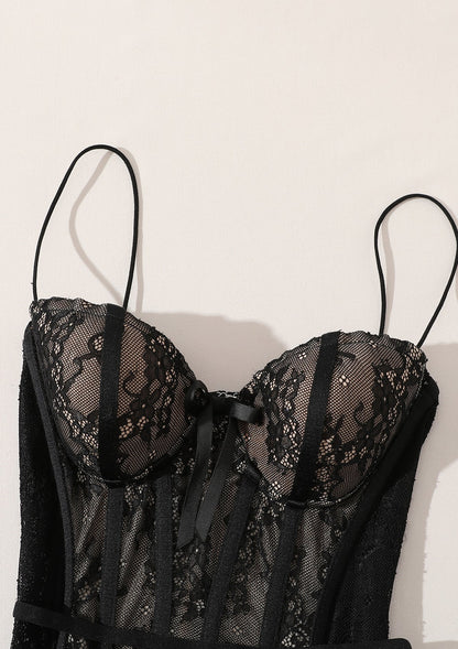 Black Lace Appliques Mermaid Evening Dress