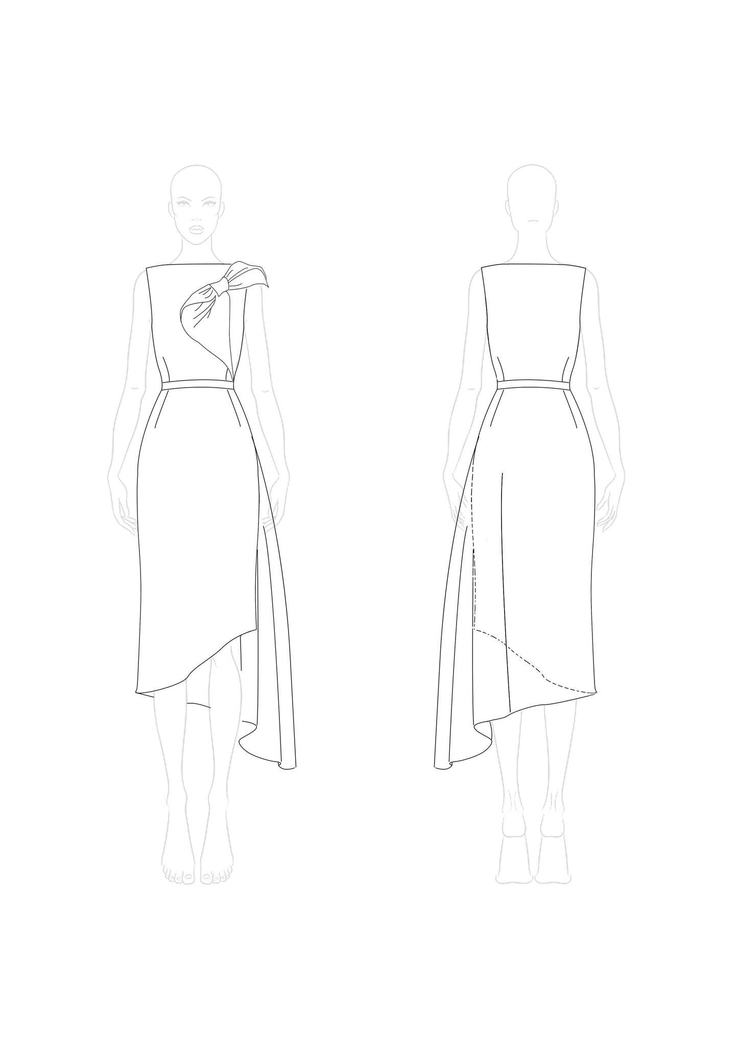 Wedding Guest Semi-Formal Dress Pink Sleeveless Bow Asymmetrical Midi Dress