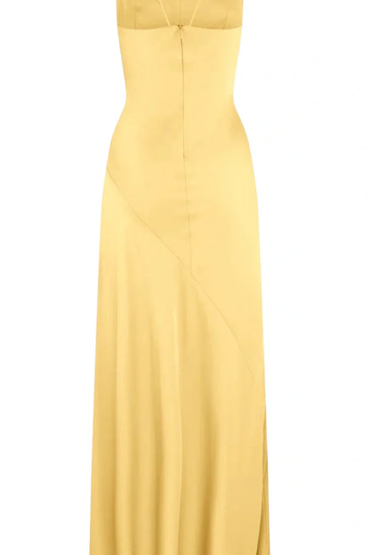 Simple Sheath Spaghetti Straps Pink Long Party Dress with Split Front