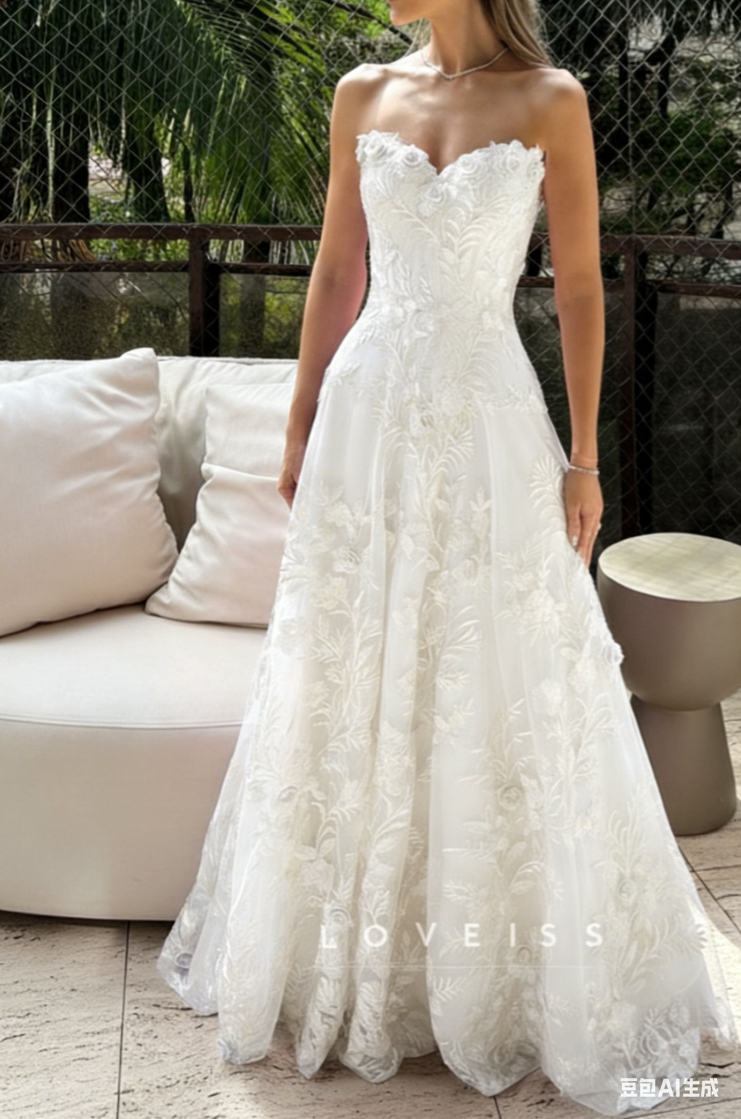 Sweetheart Floral Appliques A-Line Prom Dress