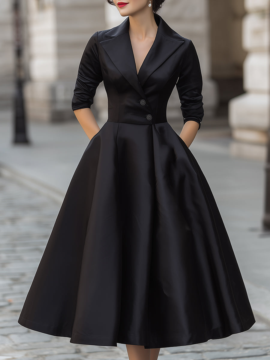 Elegant Satin Dress With Full Skirt
