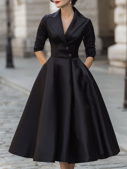 Elegant Satin Dress With Full Skirt