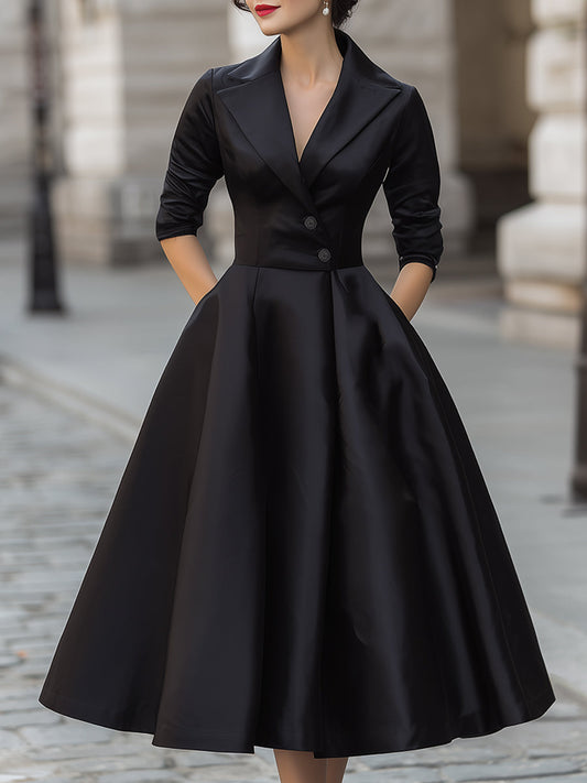 Elegant Satin Dress With Full Skirt