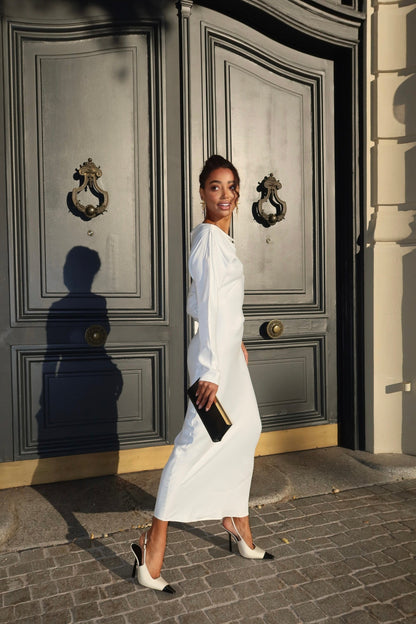 Bateau Long Sleeves Sheath Evening Dress